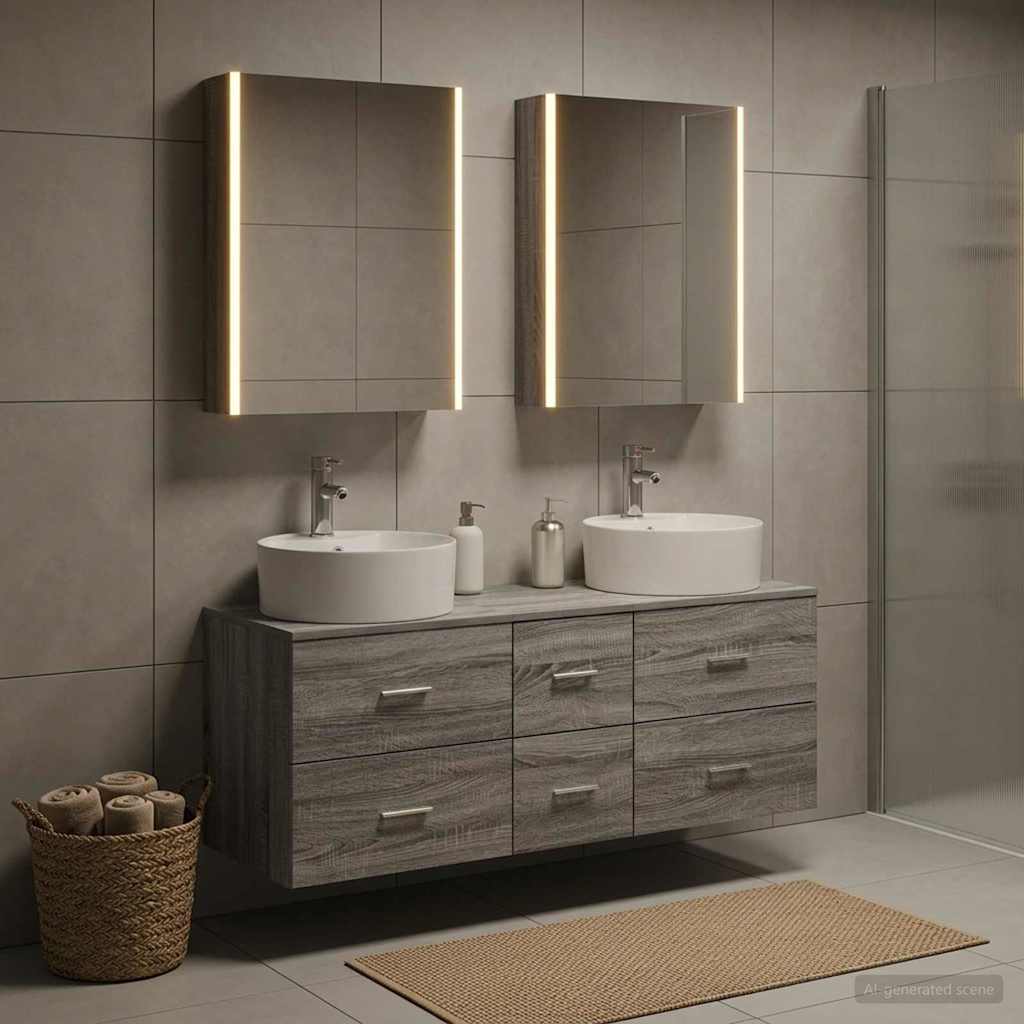 vidaXL Bathroom Furniture Set 5 pcs Grey Sonoma 1