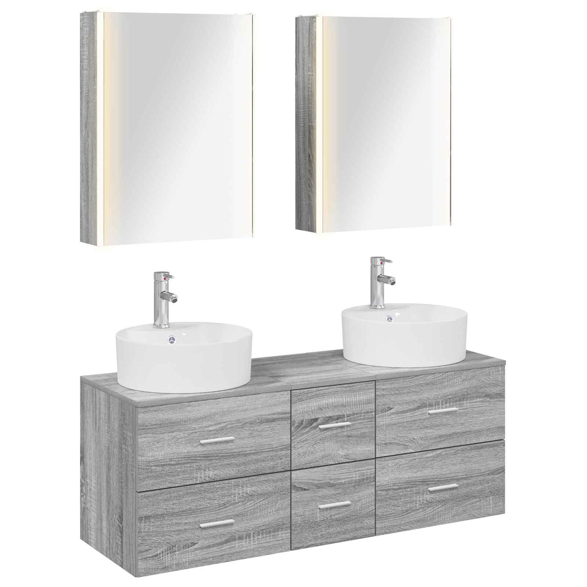 vidaXL Bathroom Furniture Set 5 pcs Grey Sonoma 2