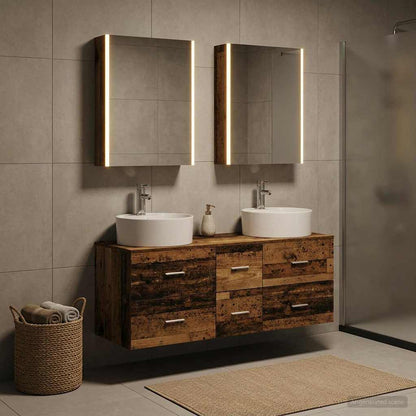 vidaXL Bathroom Furniture Set 5 pcs Old Wood Engineered Wood and Glass 4