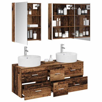 vidaXL Bathroom Furniture Set 5 pcs Old Wood Engineered Wood and Glass 3