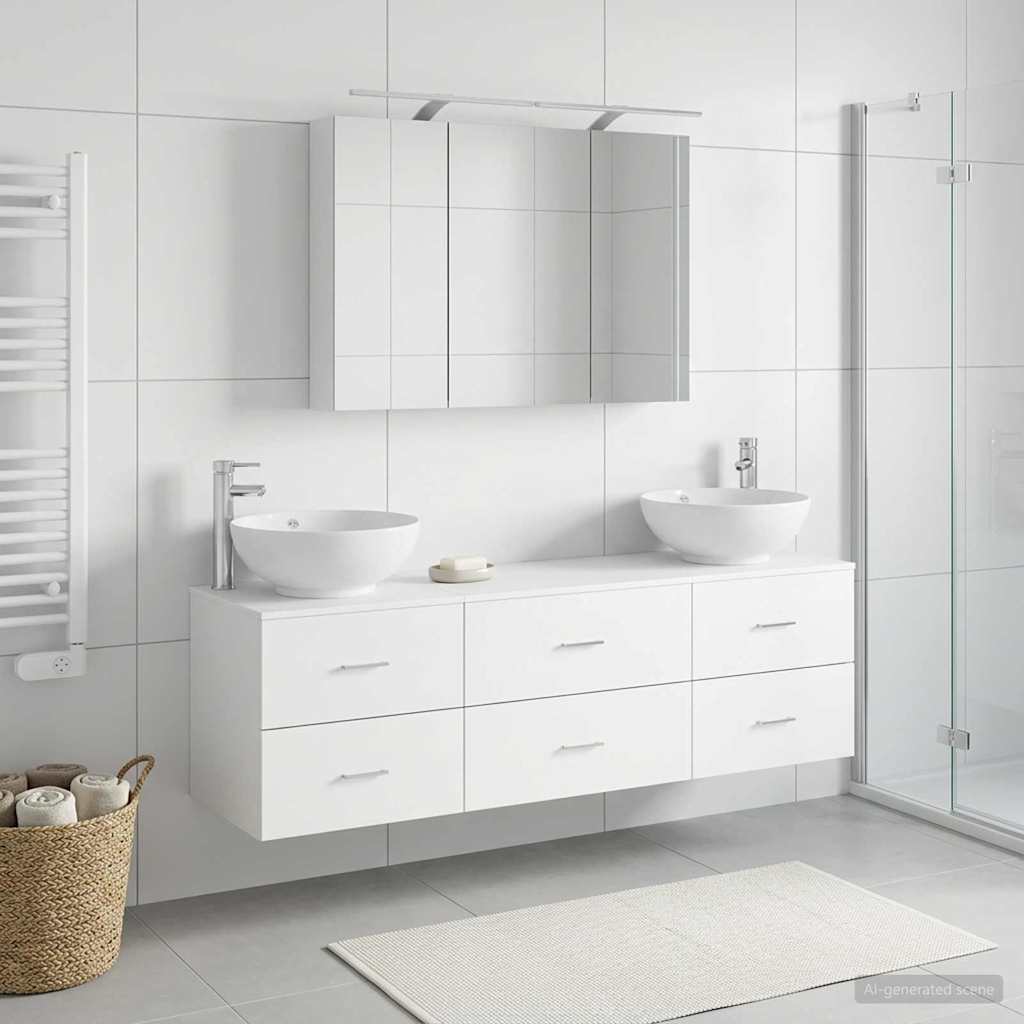 Bathroom Furniture Set 4 pcs 100 x 14.5 x 70 cm White