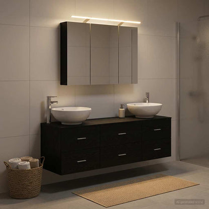 Bathroom Furniture Set 4 pcs 100 x 14.5 x 70 cm Black oak