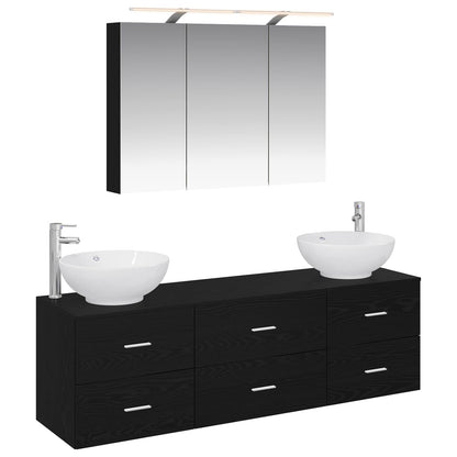 Bathroom Furniture Set 4 pcs 100 x 14.5 x 70 cm Black oak