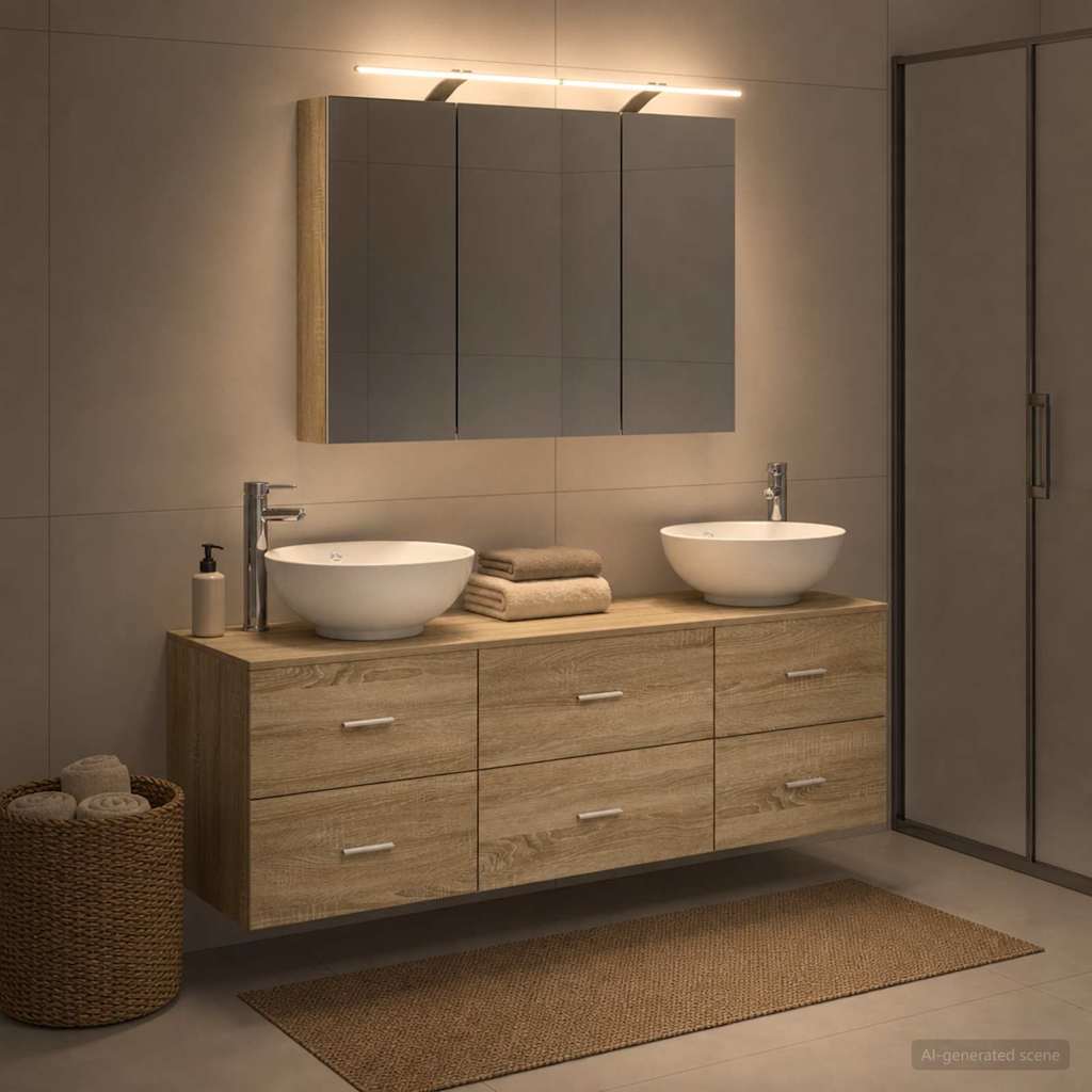 Bathroom Furniture Set 4 pcs 100 x 14.5 x 70 cm Sonoma oak