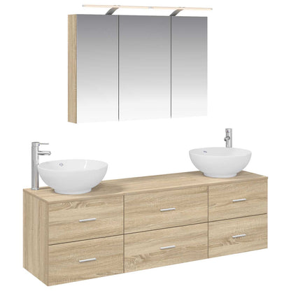 vidaXL Bathroom Furniture Set 4 pcs Sonoma Oak 2