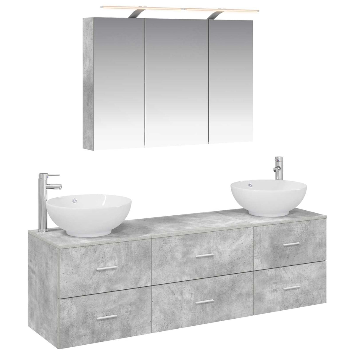 Bathroom Furniture Set 4 pcs 100 x 14.5 x 70 cm Concrete grey