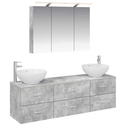 Bathroom Furniture Set 4 pcs 100 x 14.5 x 70 cm Concrete grey