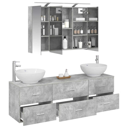 Bathroom Furniture Set 4 pcs 100 x 14.5 x 70 cm Concrete grey