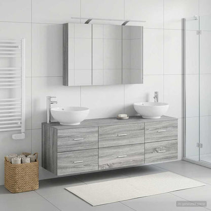 vidaXL Bathroom Furniture Set 4 pcs Grey Sonoma 4
