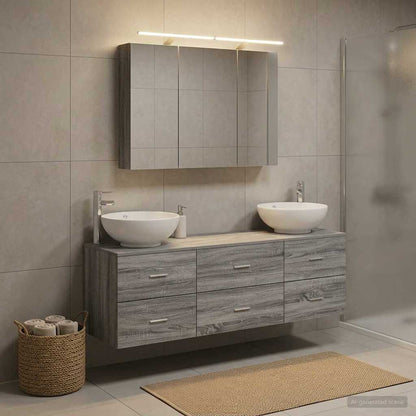 vidaXL Bathroom Furniture Set 4 pcs Grey Sonoma 1