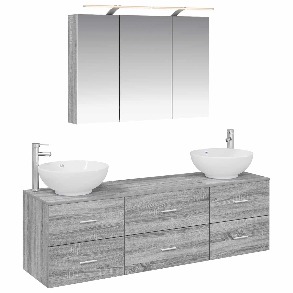 vidaXL Bathroom Furniture Set 4 pcs Grey Sonoma 2