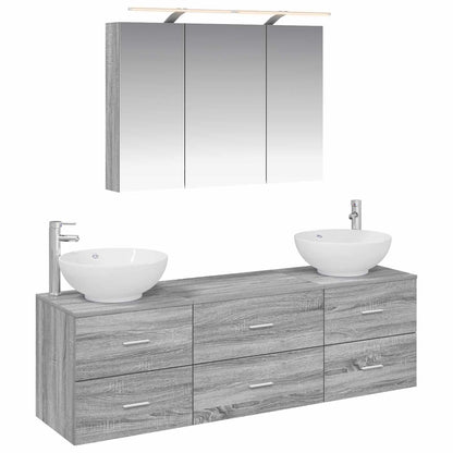 vidaXL Bathroom Furniture Set 4 pcs Grey Sonoma 2