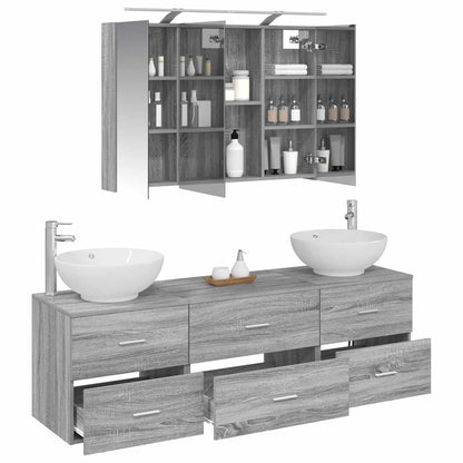 vidaXL Bathroom Furniture Set 4 pcs Grey Sonoma 3