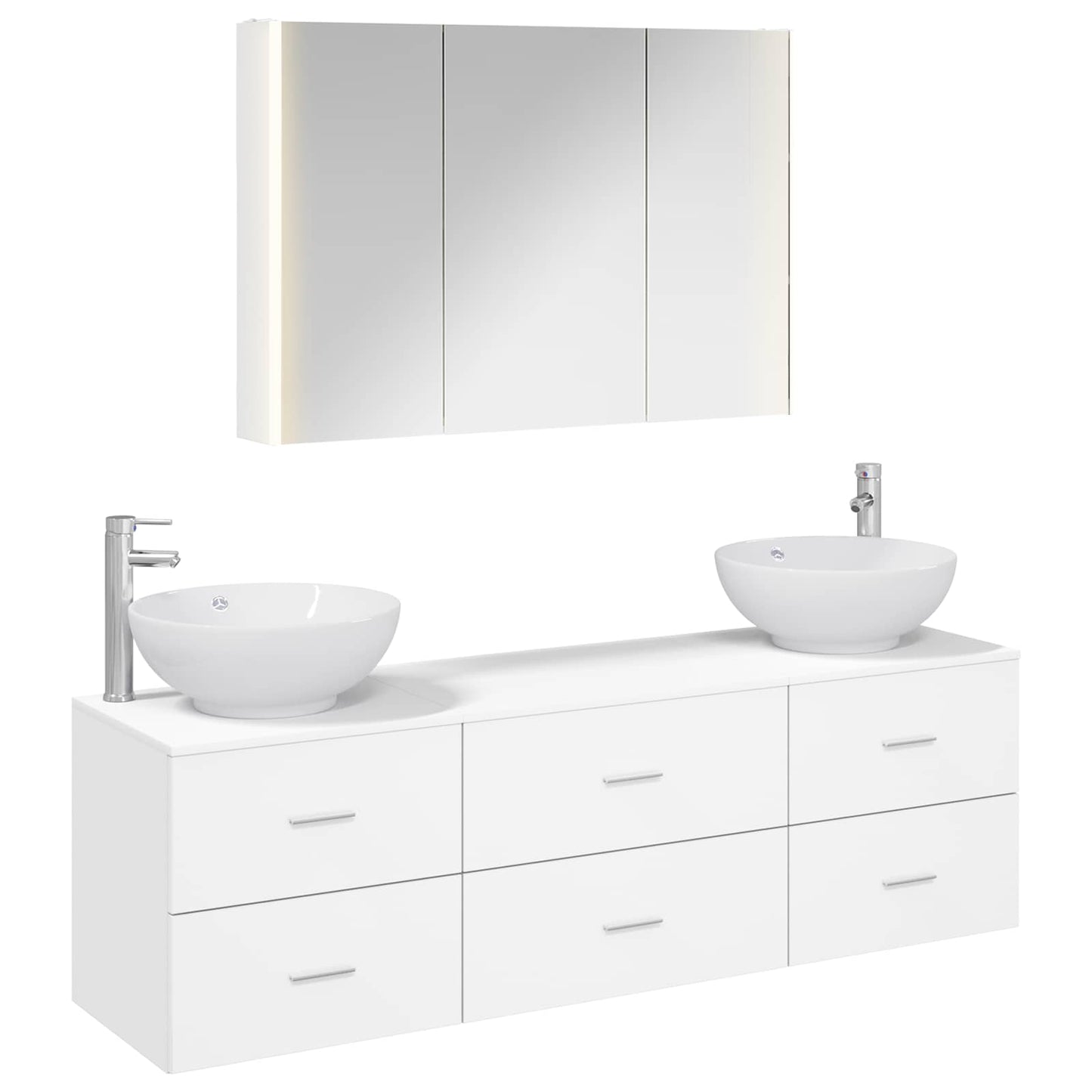 vidaXL Bathroom Furniture Set 4 pcs White Engineered Wood and Glass 2