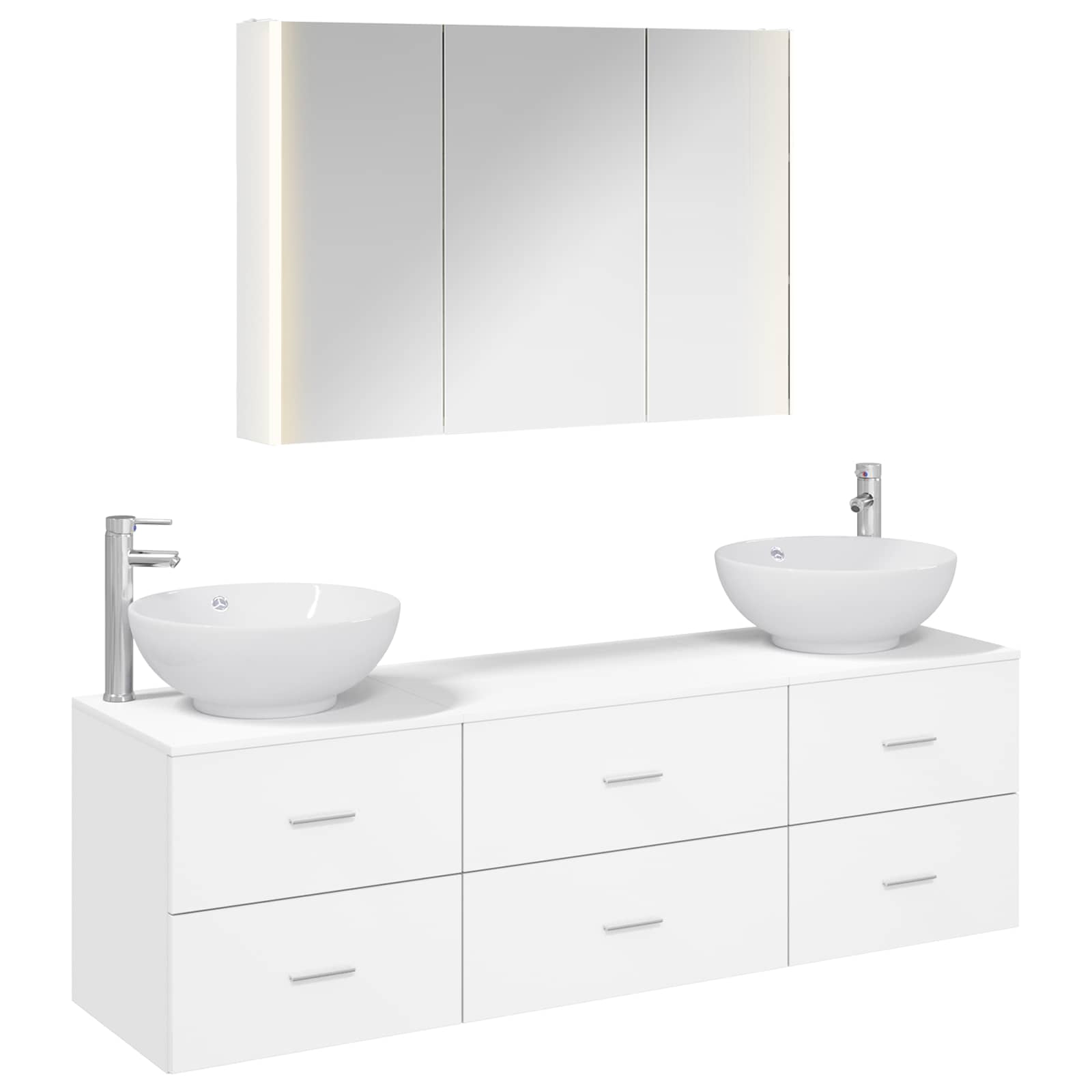 vidaXL Bathroom Furniture Set 4 pcs White Engineered Wood and Glass 2