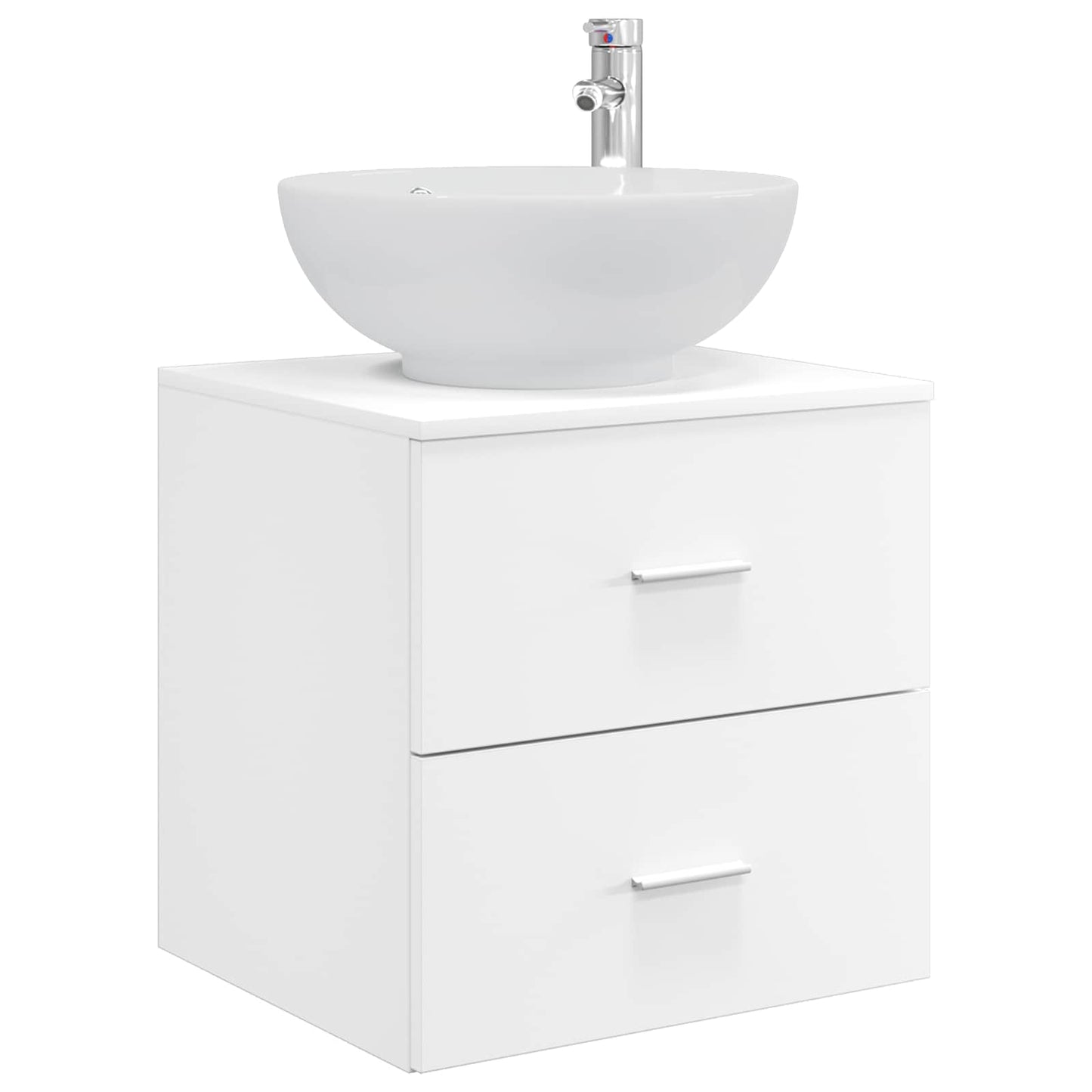 vidaXL Bathroom Furniture Set 4 pcs White Engineered Wood and Glass 5
