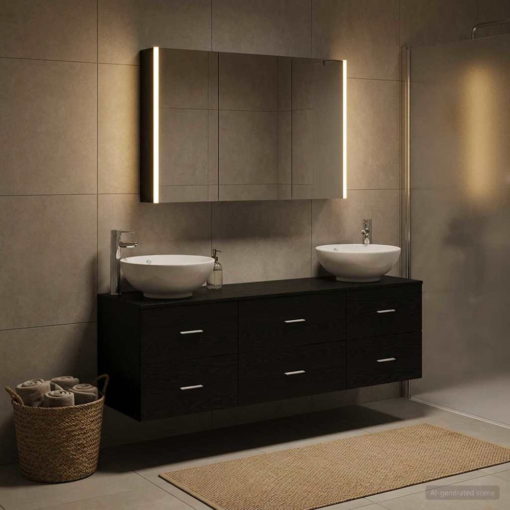 vidaXL Bathroom Furniture Set 4 pcs Black Oak