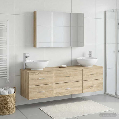 vidaXL Bathroom Furniture Set 4 pcs Sonoma Oak 1