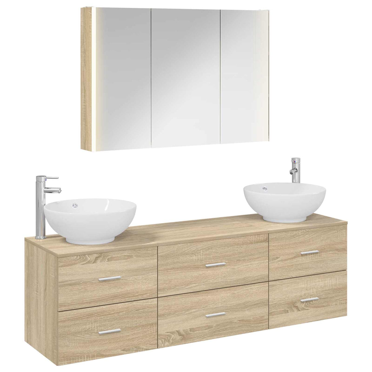 vidaXL Bathroom Furniture Set 4 pcs Sonoma Oak 2