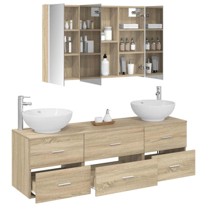 vidaXL Bathroom Furniture Set 4 pcs Sonoma Oak 3