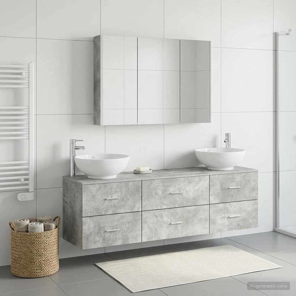 vidaXL Bathroom Furniture Set 4 pcs Concrete Grey 1