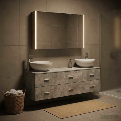 vidaXL Bathroom Furniture Set 4 pcs Concrete Grey 4