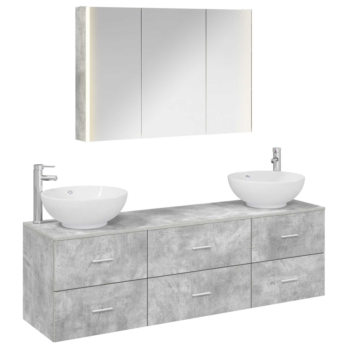 vidaXL Bathroom Furniture Set 4 pcs Concrete Grey 2