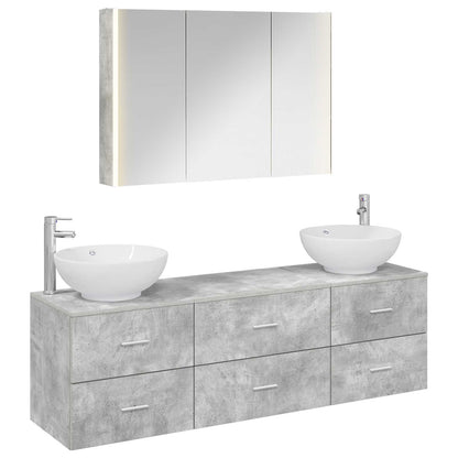 vidaXL Bathroom Furniture Set 4 pcs Concrete Grey 2