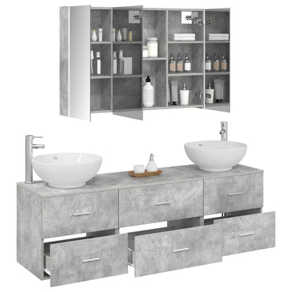 vidaXL Bathroom Furniture Set 4 pcs Concrete Grey 3