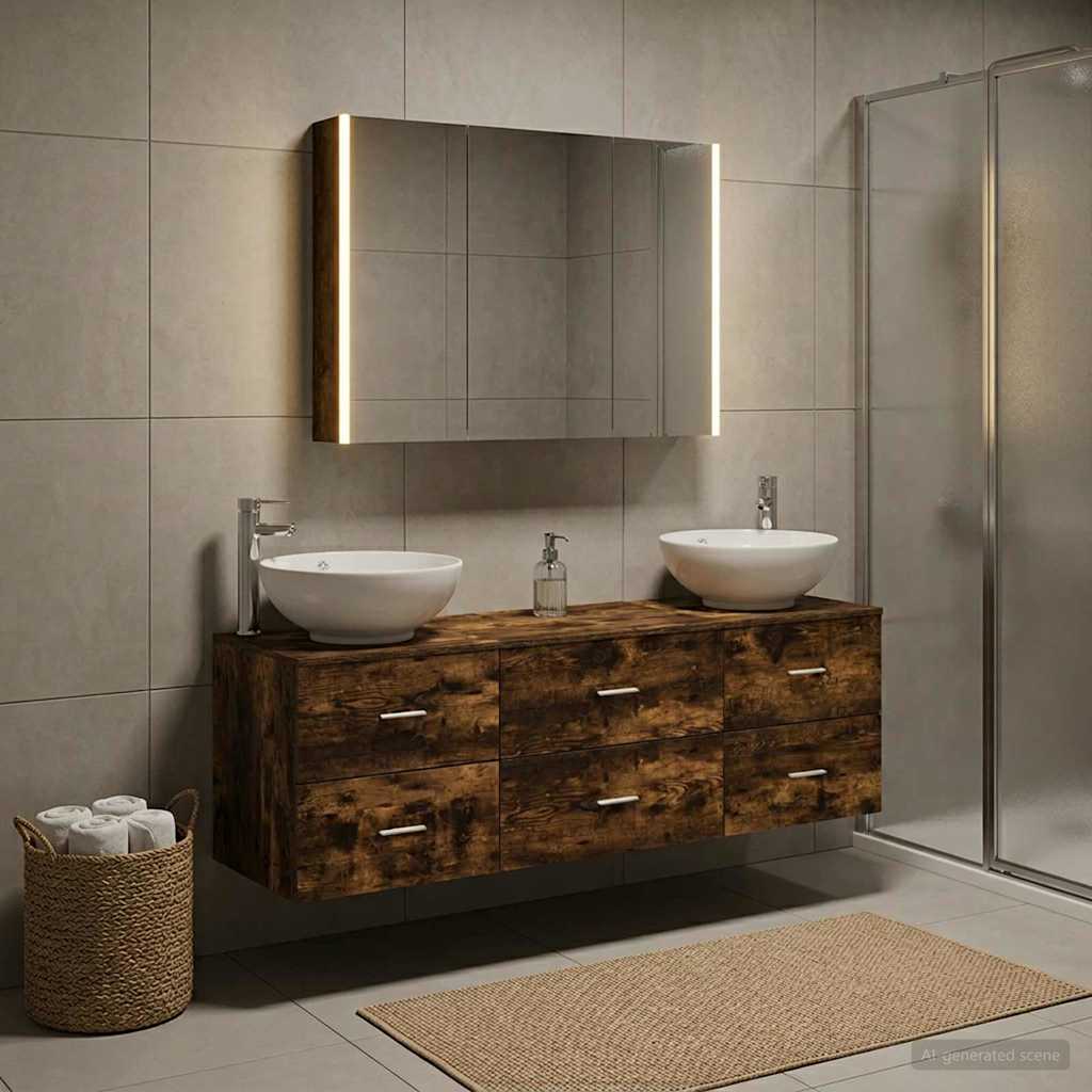 vidaXL Bathroom Furniture Set 4 pcs Smoked Oak 4