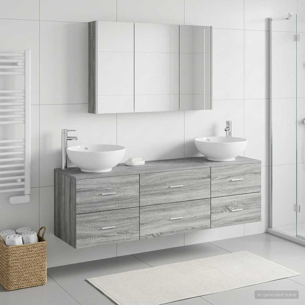 vidaXL Bathroom Furniture Set 4 pcs Grey Sonoma 1