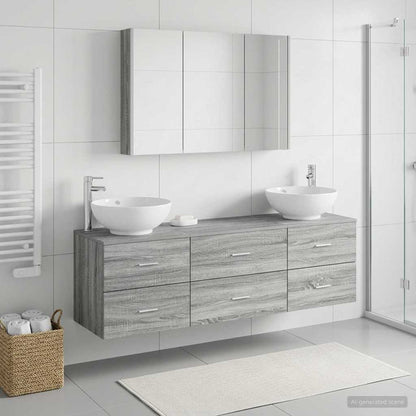 vidaXL Bathroom Furniture Set 4 pcs Grey Sonoma 1