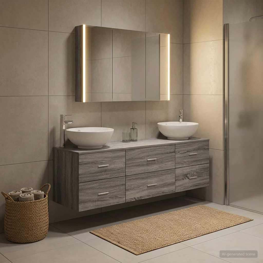 vidaXL Bathroom Furniture Set 4 pcs Grey Sonoma 4