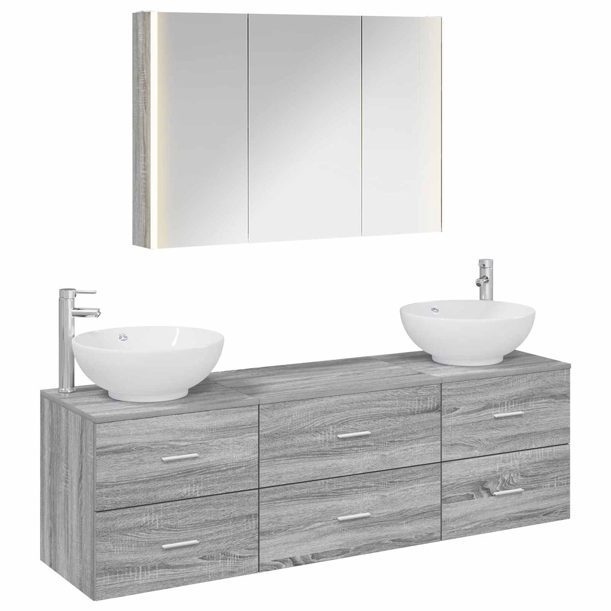 vidaXL Bathroom Furniture Set 4 pcs Grey Sonoma 2