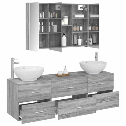 vidaXL Bathroom Furniture Set 4 pcs Grey Sonoma 3