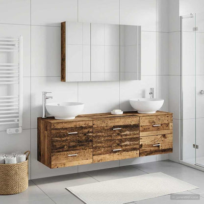 vidaXL Bathroom Furniture Set 4 pcs Old Wood Engineered Wood and Glass 1