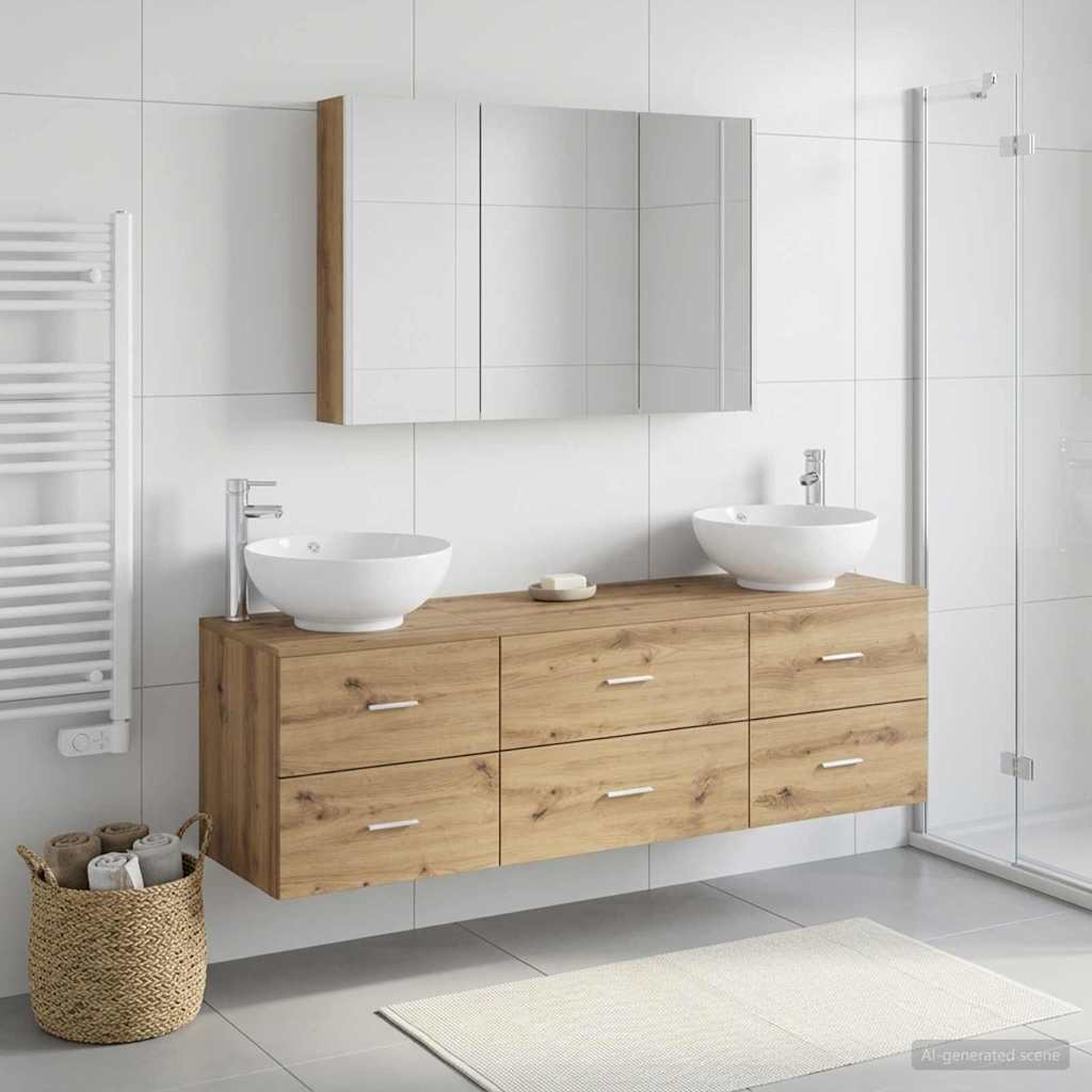 vidaXL Bathroom Furniture Set 4 pcs Artisan Oak 1