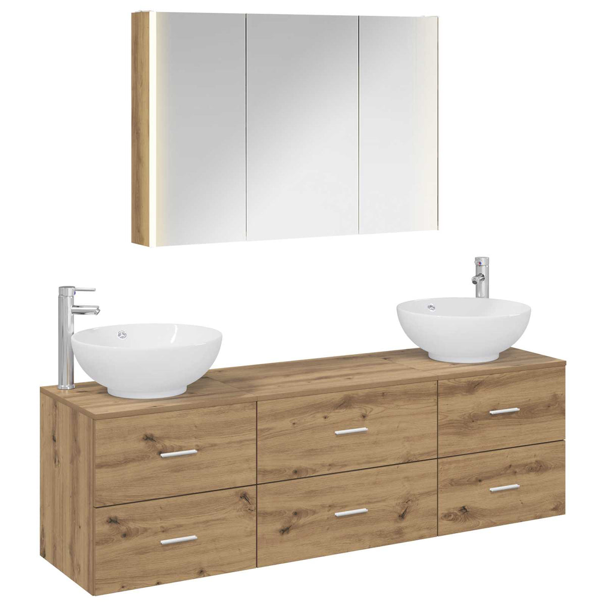 vidaXL Bathroom Furniture Set 4 pcs Artisan Oak 2