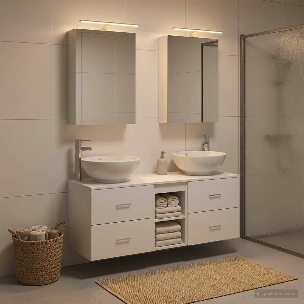 vidaXL Bathroom Furniture Set 5 pcs White Engineered Wood and Glass 4