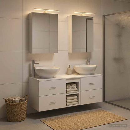 vidaXL Bathroom Furniture Set 5 pcs White Engineered Wood and Glass 4