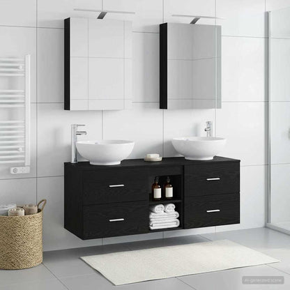 vidaXL Bathroom Furniture Set 5 pcs Black Oak 4