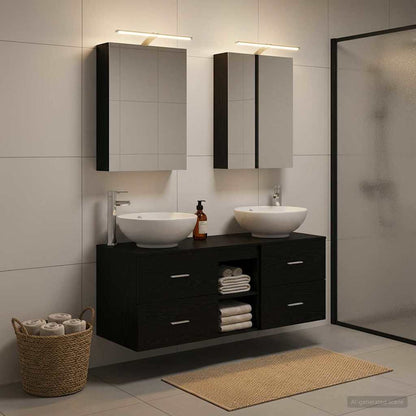 vidaXL Bathroom Furniture Set 5 pcs Black Oak 1