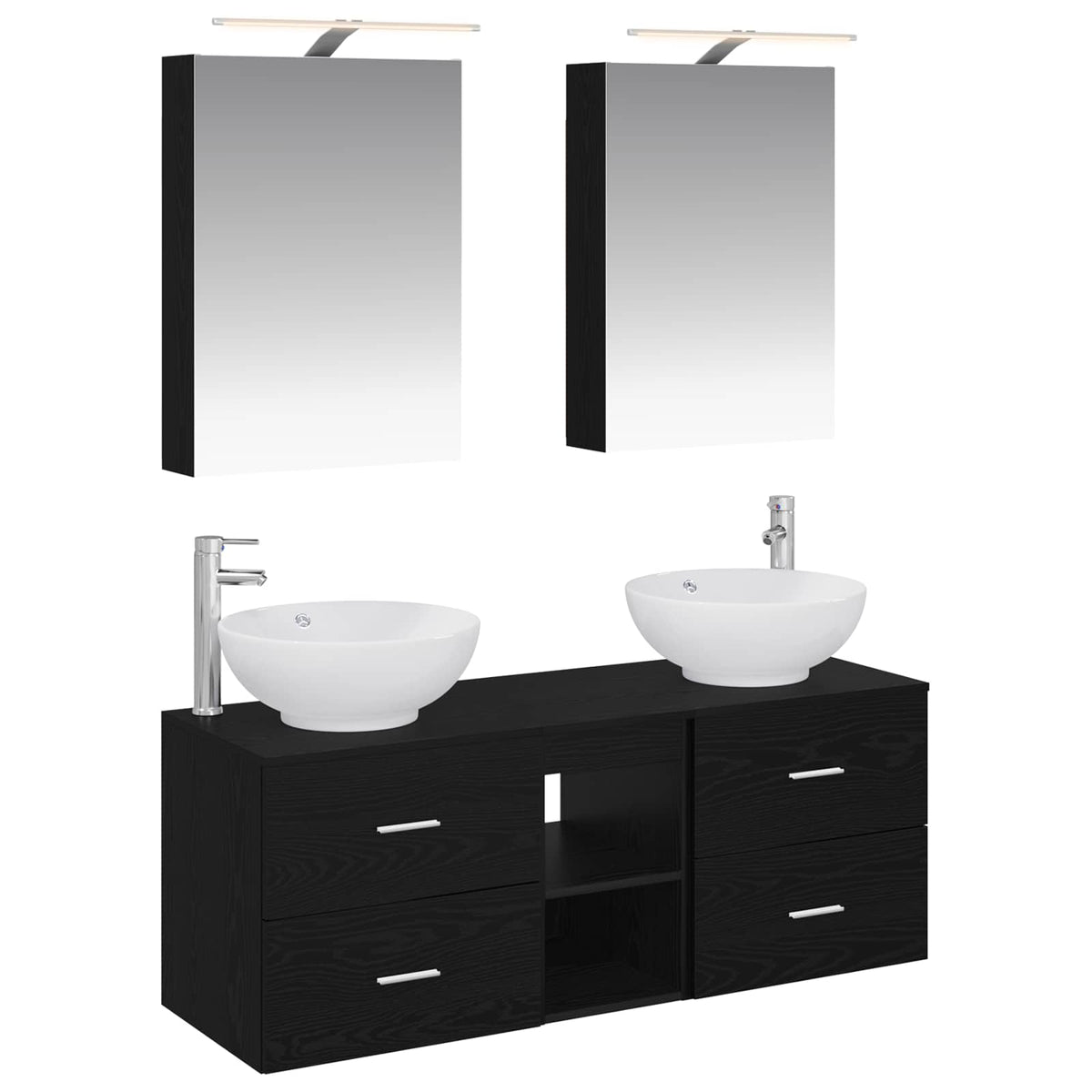vidaXL Bathroom Furniture Set 5 pcs Black Oak 2