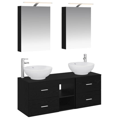 vidaXL Bathroom Furniture Set 5 pcs Black Oak 2