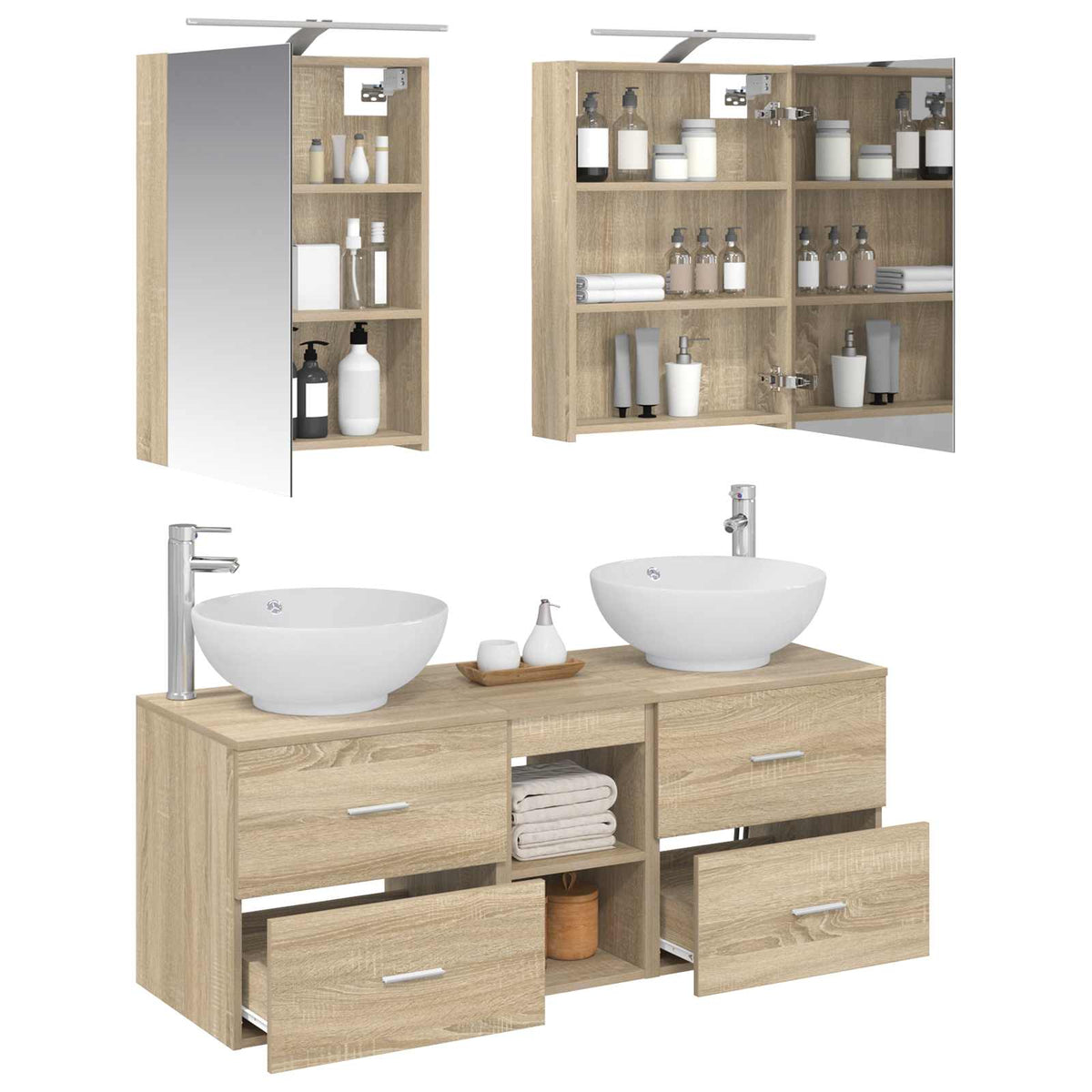 Bathroom Furniture Set 5 pcs 50 x 14.5 x 70 cm Sonoma oak