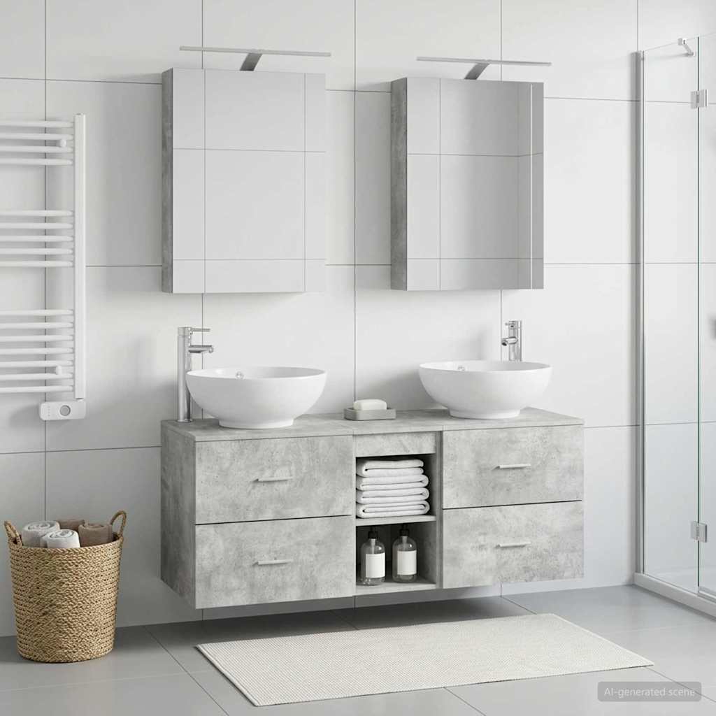 vidaXL Bathroom Furniture Set 5 pcs Concrete Grey 1