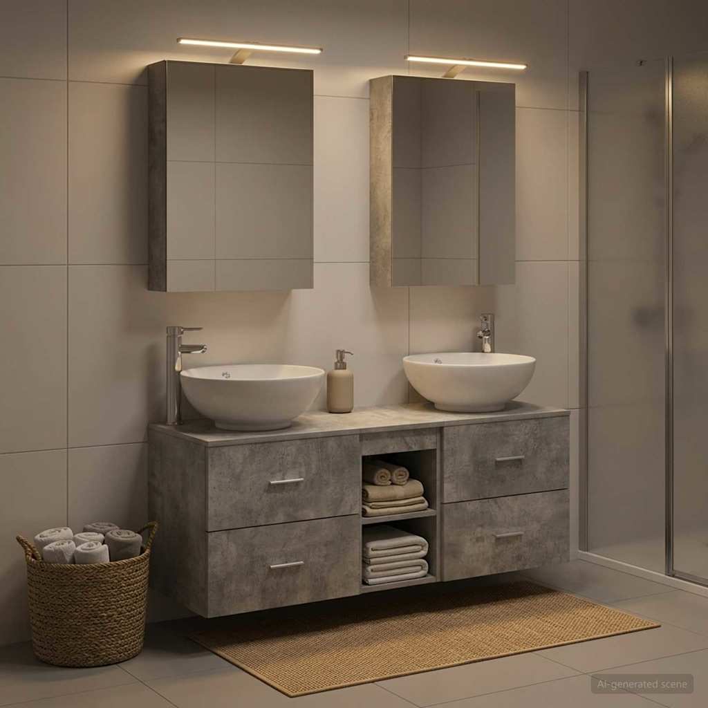vidaXL Bathroom Furniture Set 5 pcs Concrete Grey 4