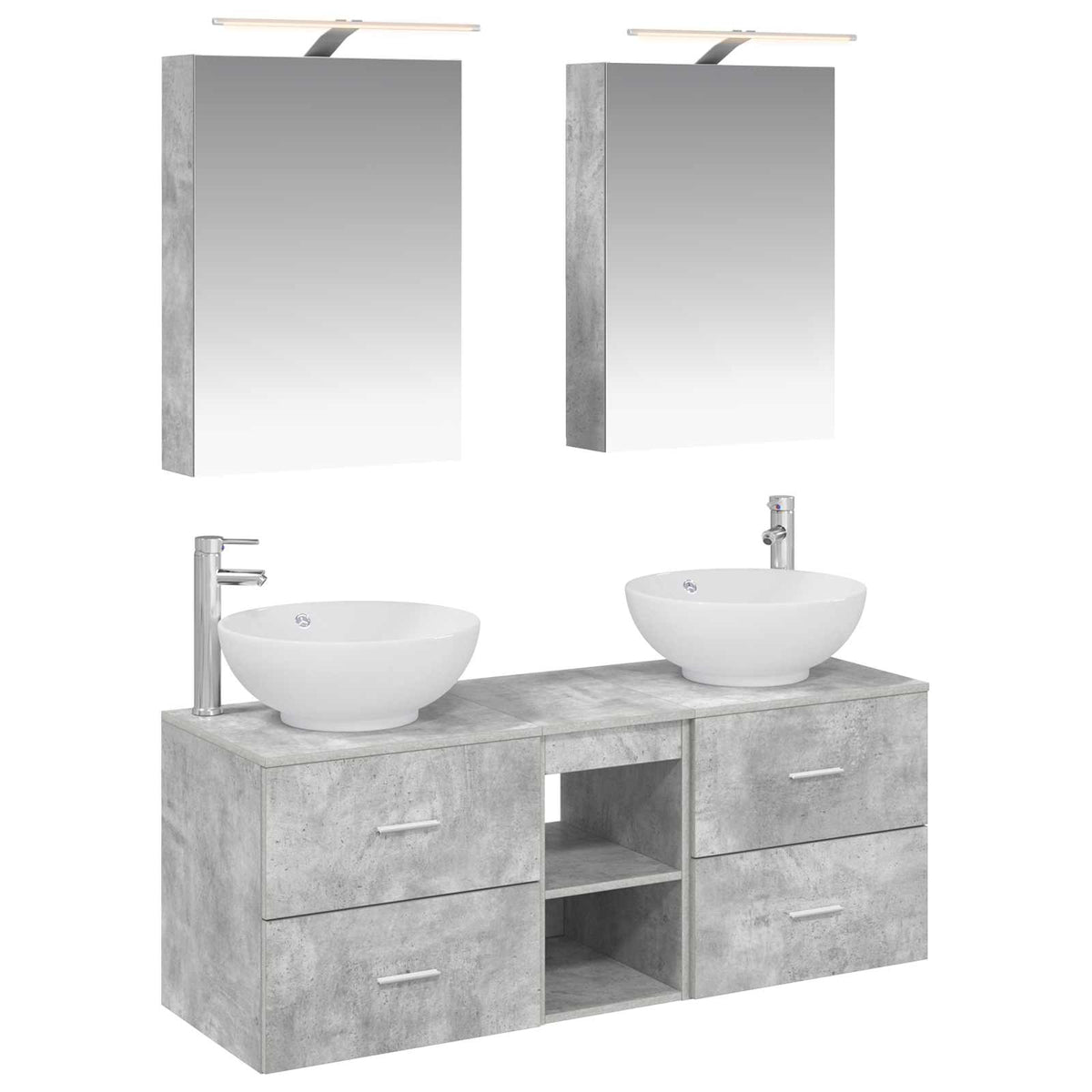 vidaXL Bathroom Furniture Set 5 pcs Concrete Grey 2