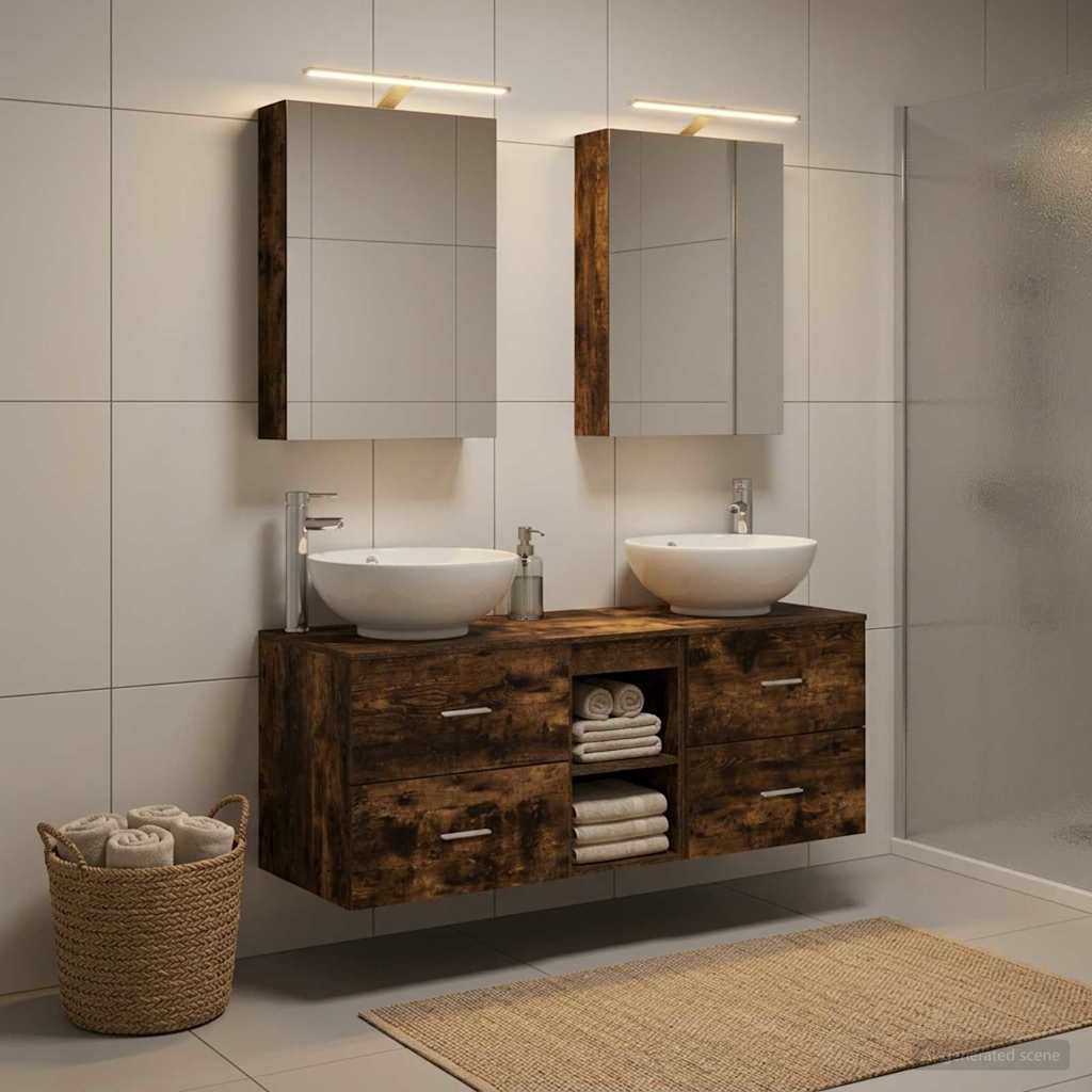 vidaXL Bathroom Furniture Set 5 pcs Smoked Oak 4