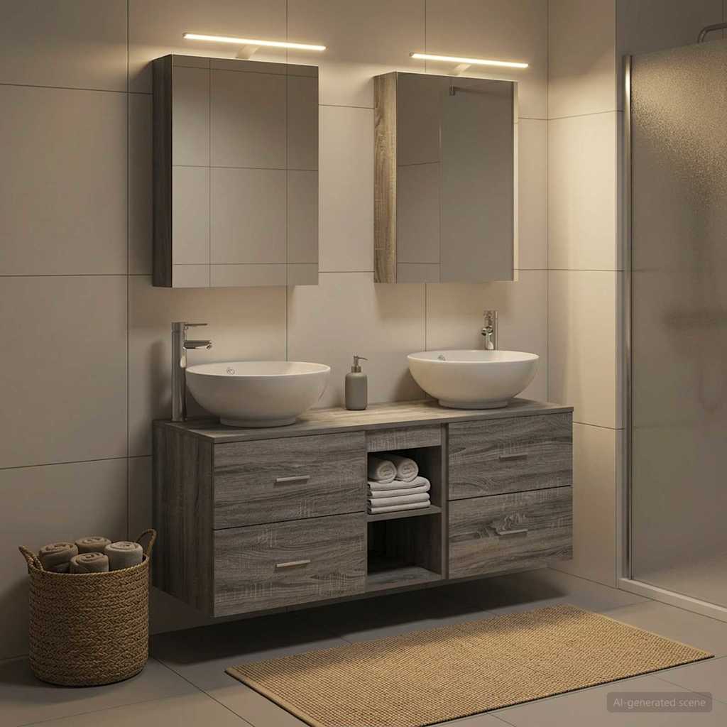 vidaXL Bathroom Furniture Set 5 pcs Grey Sonoma 1